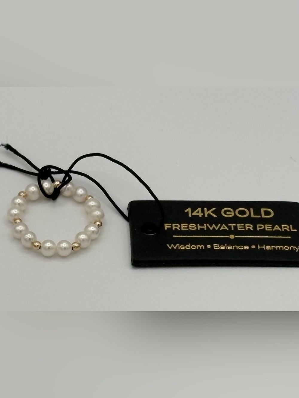 NWT 14k Gold and Freshwater Pearl Beaded Stretch Ring